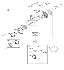 Cylinder Head Group Diagram and Parts List for 8P502-0153-F1  Briggs and Stratton Engine